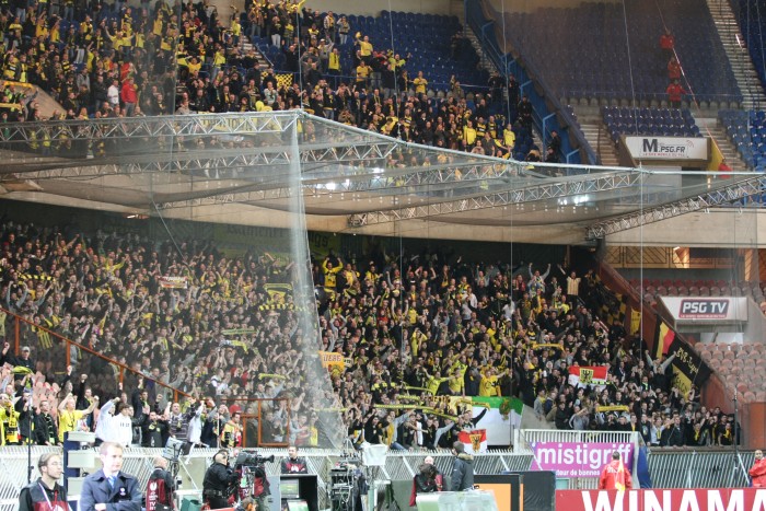 The guest sector at Parc des Princes was packed